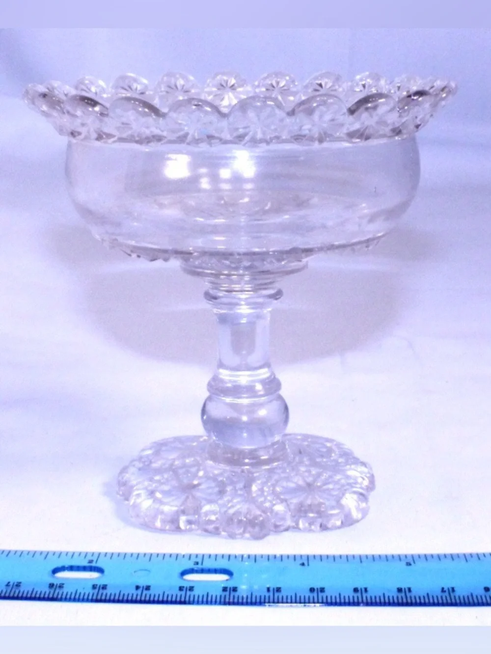 Pressed Glass Compote Pedestal Bowl - Clear